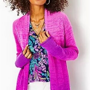 Lilly Pulitzer Fuchsia Open-Front Cardigan